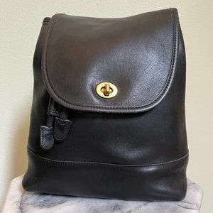 Coach Black Leather Mini Backpack